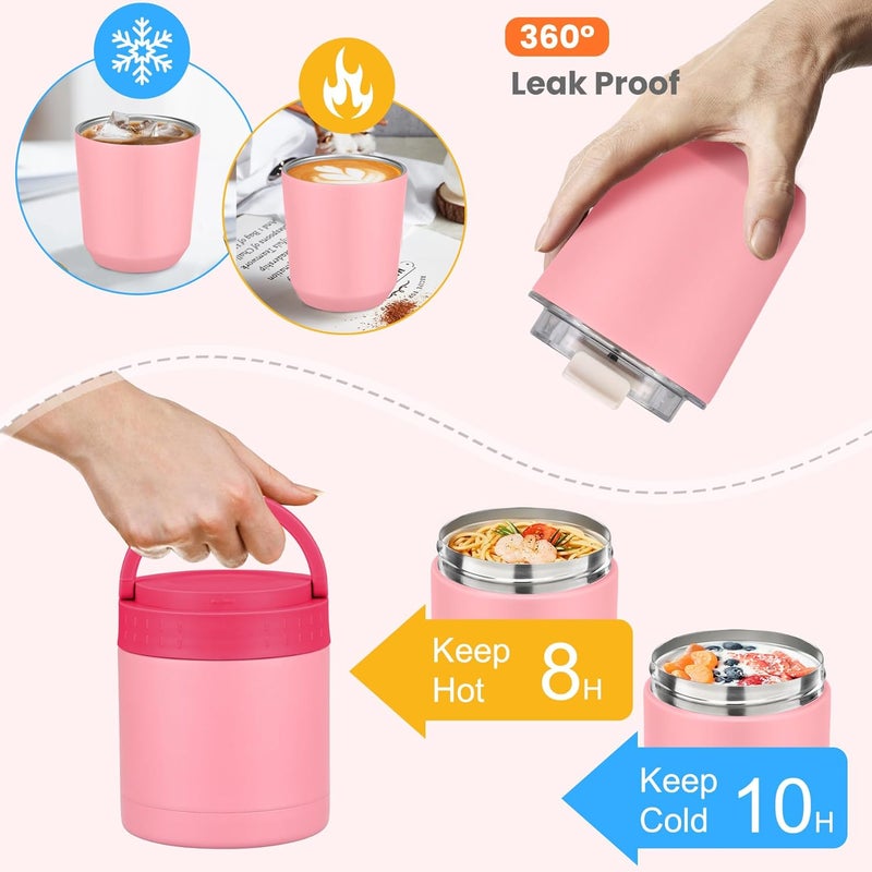 HWONMTE Large Bento Lunch Box Set for Adults Kids Women with 10.5oz Soup Thermo,Coffee Tumblers Men Girls Boys Teenagers Leak-Proof Lunch Food Containers with Lunch Bag - Image 5